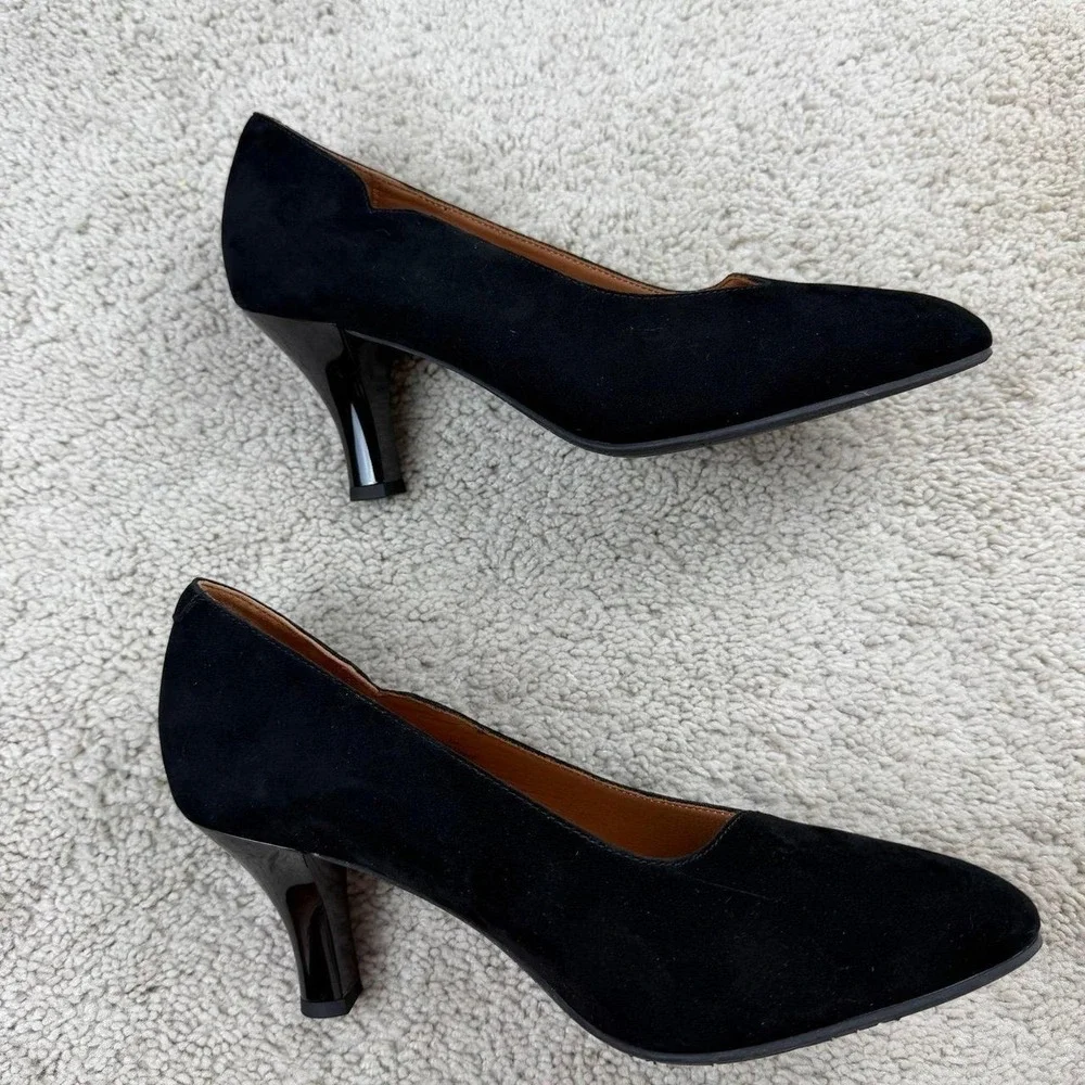 L'Amour des‎ Pieds Bambelle Pointed Toe Pump Black Suede Career Womens 7 New